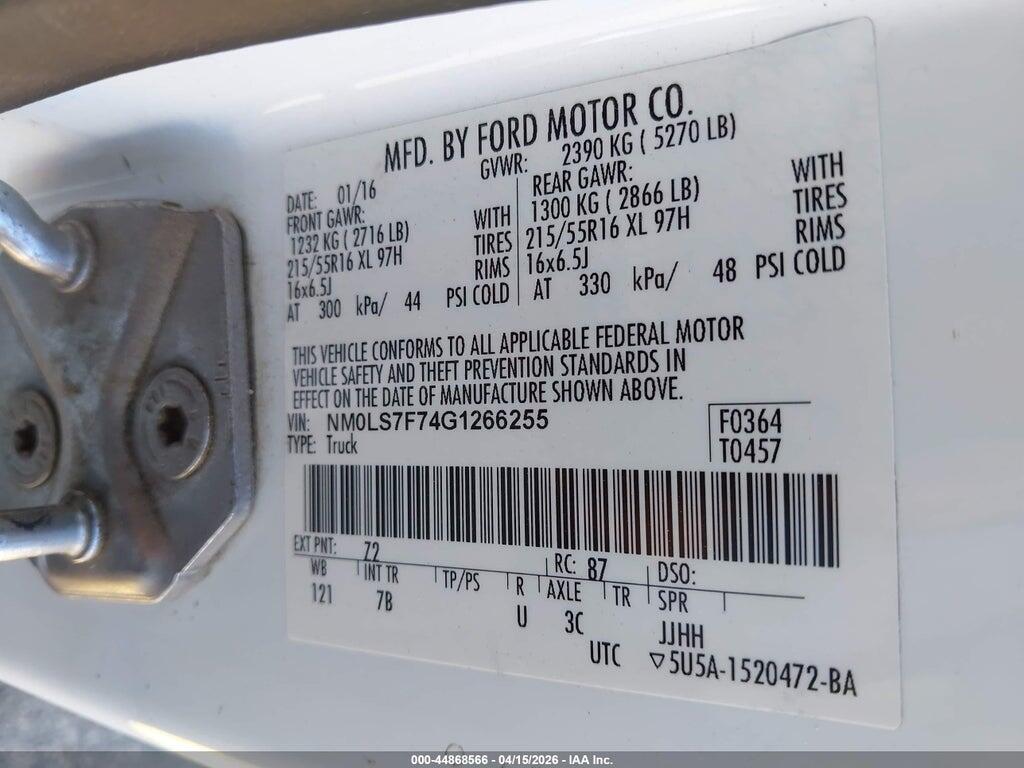 NM0LS7F74G1266255 2016 FORD TRANSIT CONNECT photo no. 9