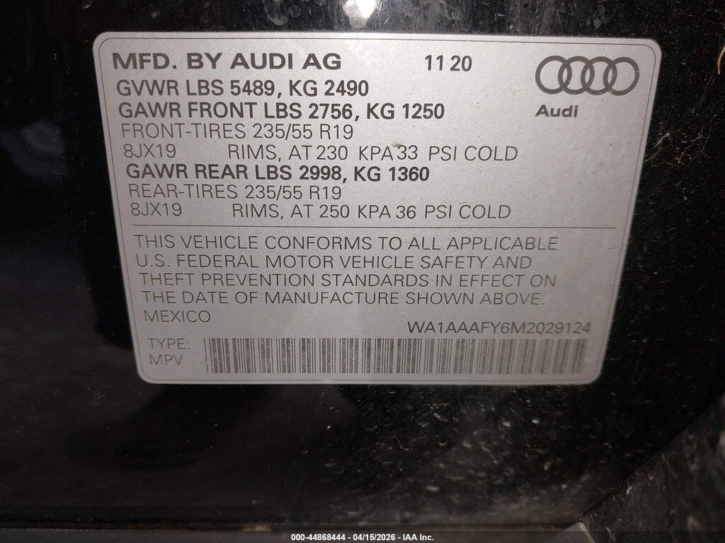 WA1AAAFY6M2029124 2021 AUDI Q5 photo no. 9