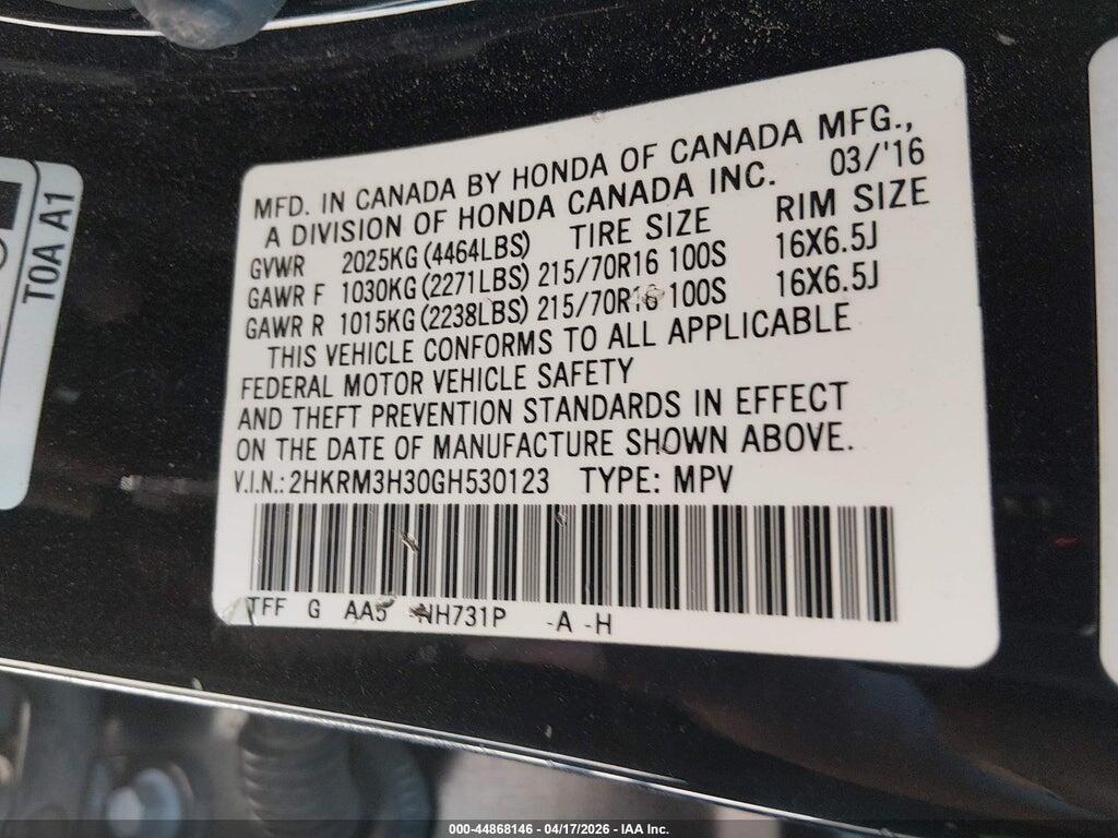 2HKRM3H30GH530123 2016 HONDA CR-V photo no. 9