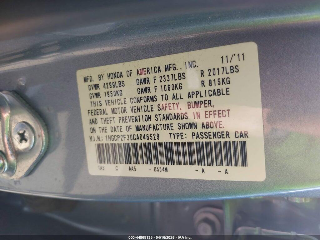 1HGCP2F30CA046529 2012 HONDA ACCORD photo no. 9
