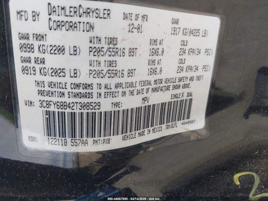 3C4FY48B72T336119 2002 CHRYSLER PT CRUISER photo no. 9
