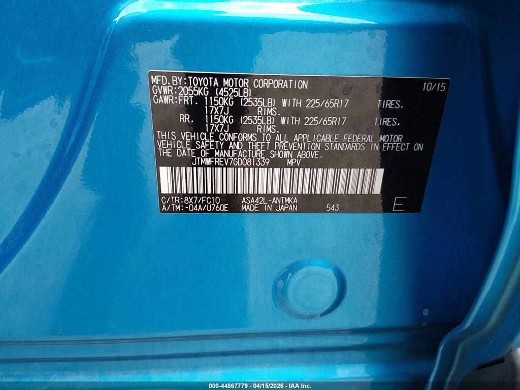 JTMWFREV7GD081339 2016 TOYOTA RAV4 photo no. 9