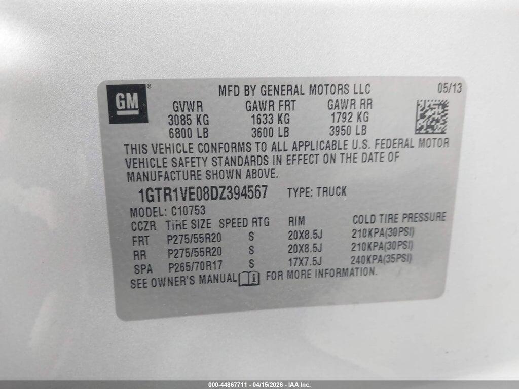 1GTR1VE08DZ394567 2013 GMC SIERRA 1500 photo no. 9