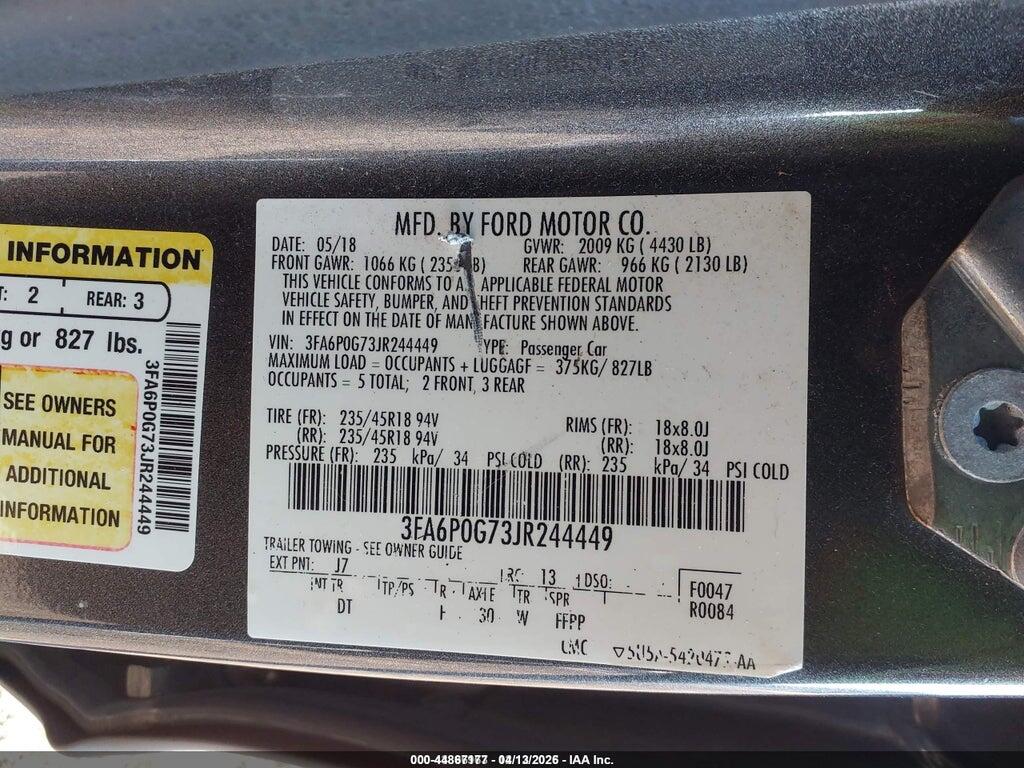 3FA6P0G73JR244449 2018 FORD FUSION photo no. 9