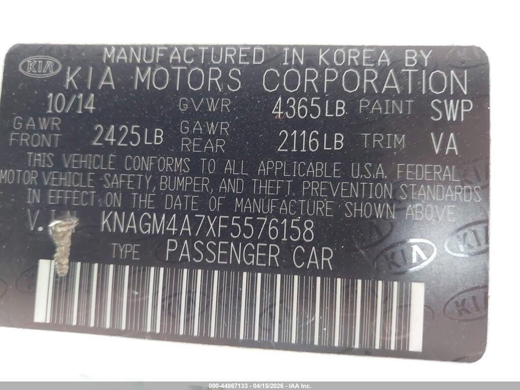 KNAGM4A7XF5576158 2015 KIA OPTIMA photo no. 9