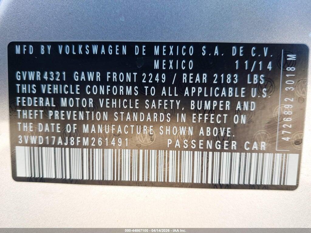 3VWD17AJ8FM261491 2015 VOLKSWAGEN JETTA photo no. 9