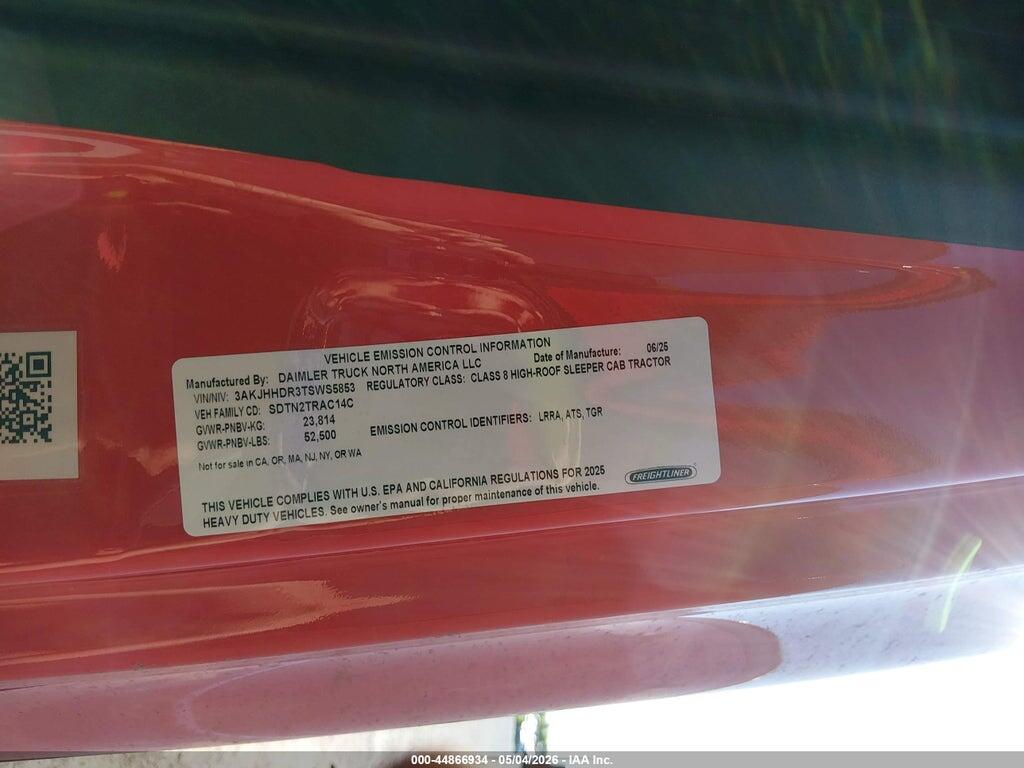 3AKJHHDR3TSWS5853 2026 FREIGHTLINER NEW CASCADIA 126 photo no. 8