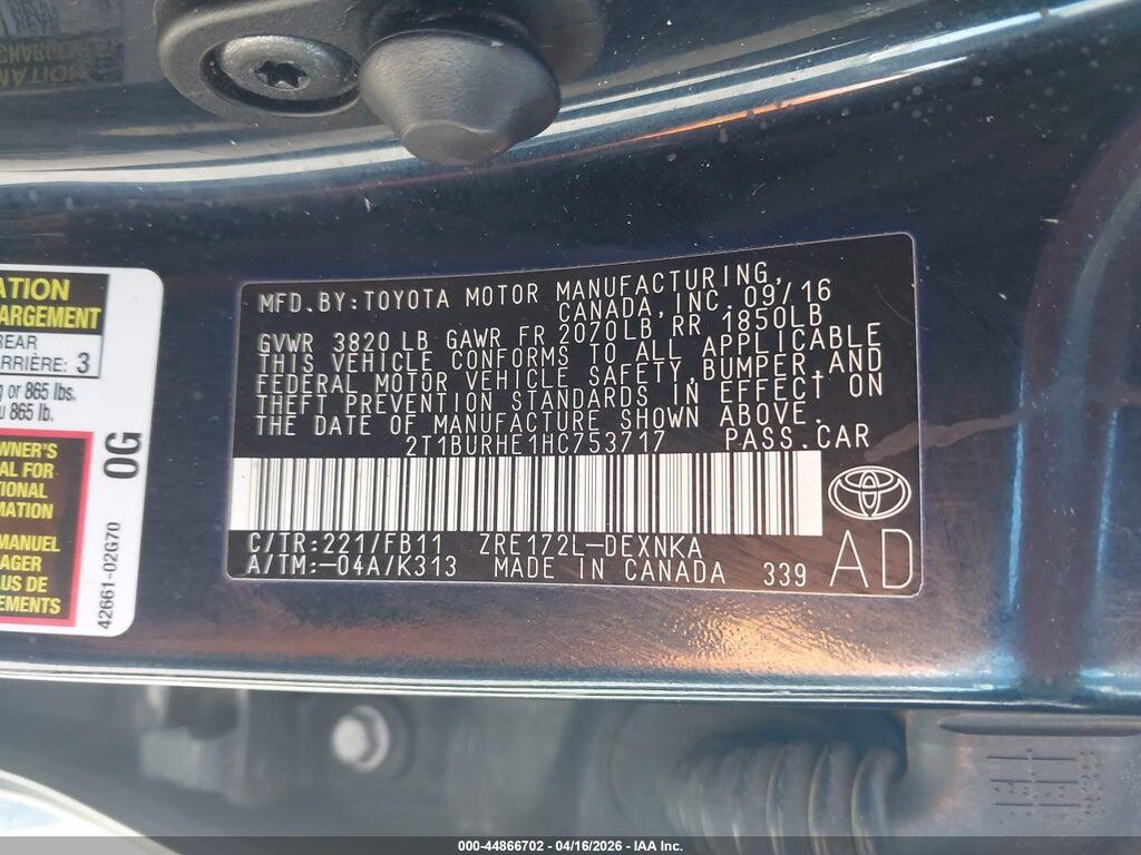 2T1BURHE1HC753717 2017 TOYOTA COROLLA photo no. 9