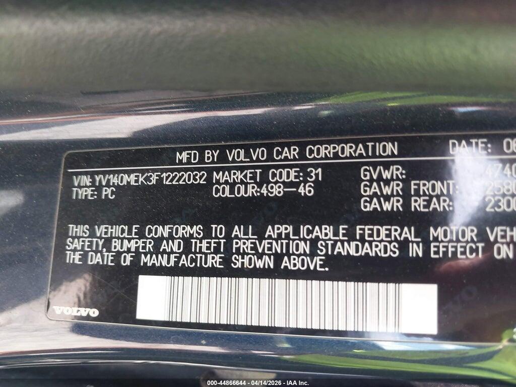 YV140MEK3F1222032 2015 VOLVO V60 photo no. 9