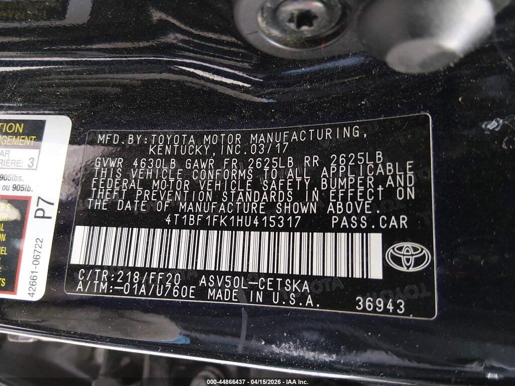 4T1BF1FK1HU415317 2017 TOYOTA CAMRY photo no. 9