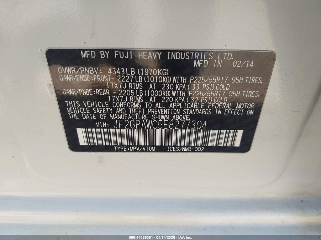 JF2GPAWC5E8277304 2014 SUBARU XV CROSSTREK photo no. 9
