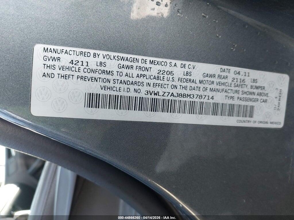 3VWLZ7AJ8BM378714 2011 VOLKSWAGEN JETTA photo no. 9