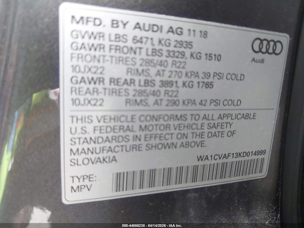 WA1CVAF13KD014999 2019 AUDI Q8 photo no. 9
