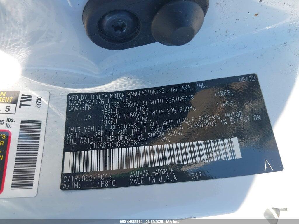 5TDABRCH8PS588791 2023 TOYOTA HIGHLANDER photo no. 9