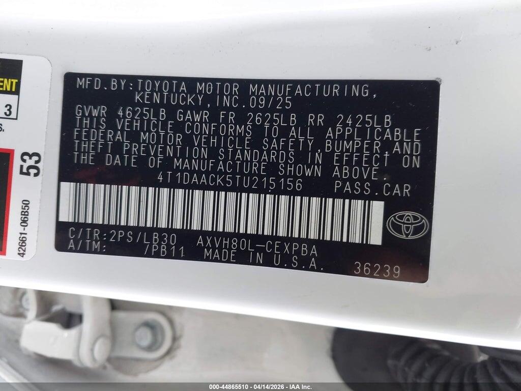 4T1DAACK5TU215156 2026 TOYOTA CAMRY photo no. 9