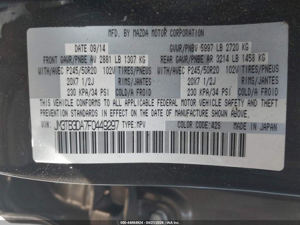 JM3TB3DA7F0449297 2015 MAZDA CX-9 photo no. 9