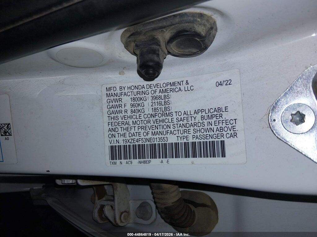 19XZE4F53NE013553 2022 HONDA INSIGHT photo no. 9