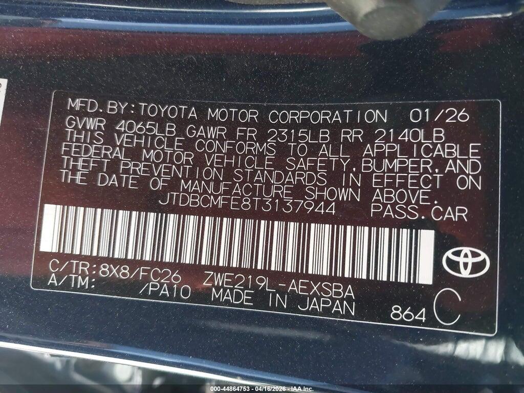 JTDBCMFE8T3137944 2026 TOYOTA COROLLA HYBRID photo no. 9