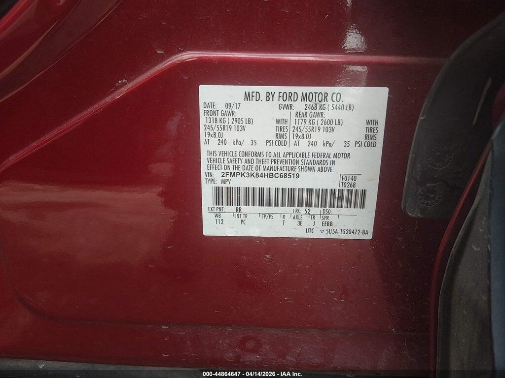 2FMPK3K84HBC68519 2017 FORD EDGE photo no. 9
