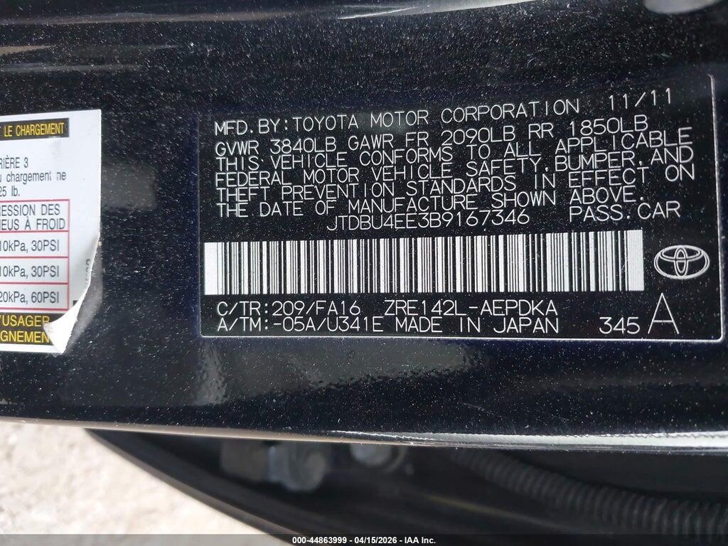 JTDBU4EE3B9167346 2011 TOYOTA COROLLA photo no. 9