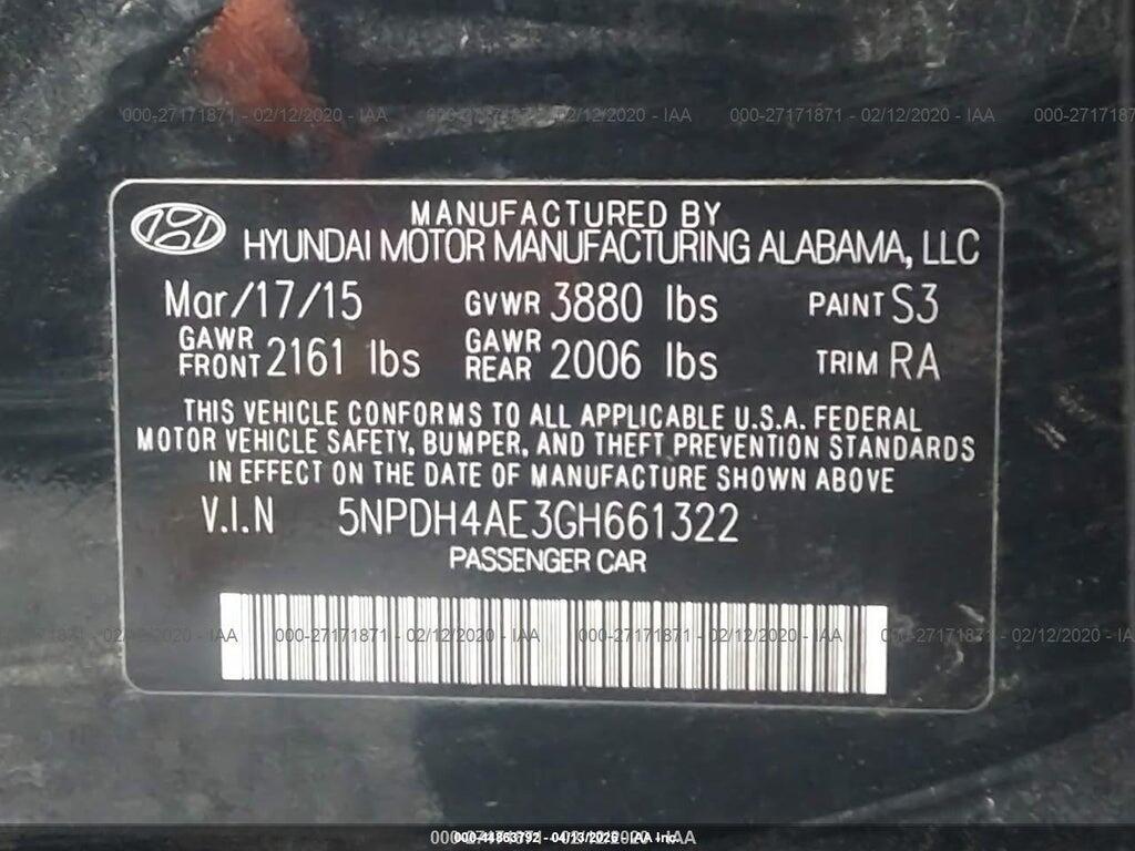 5NPDH4AE3GH661322 2016 HYUNDAI ELANTRA photo no. 9