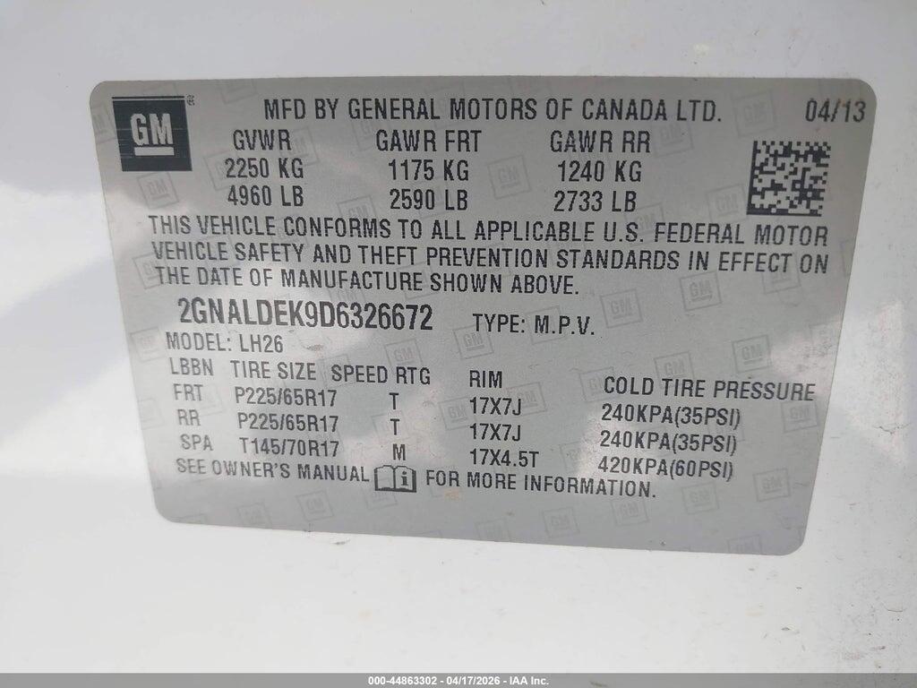 2GNALDEK9D6326672 2013 CHEVROLET EQUINOX photo no. 9
