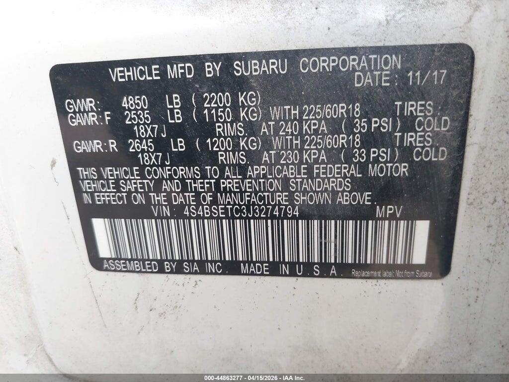 4S4BSETC3J3274794 2018 SUBARU OUTBACK photo no. 9
