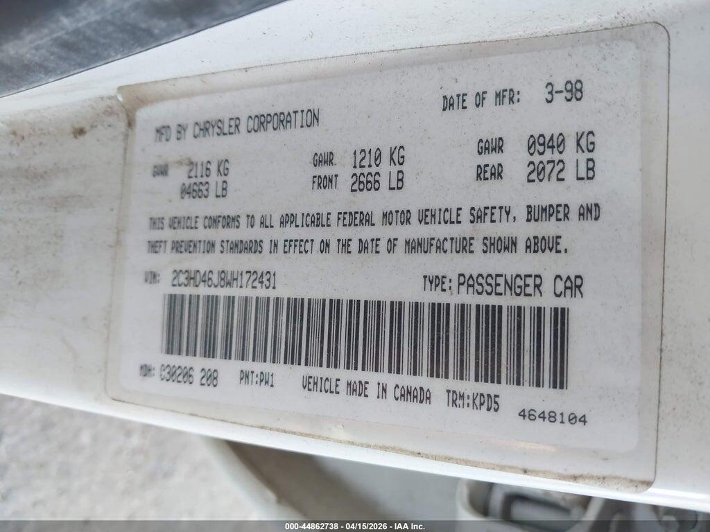 2C3HD46J8WH172431 1998 CHRYSLER CONCORDE photo no. 9
