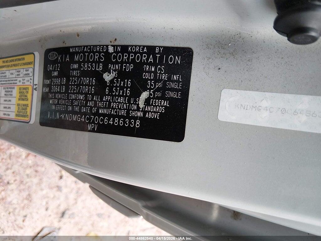 KNDMG4C70C6486338 2012 KIA SEDONA photo no. 9