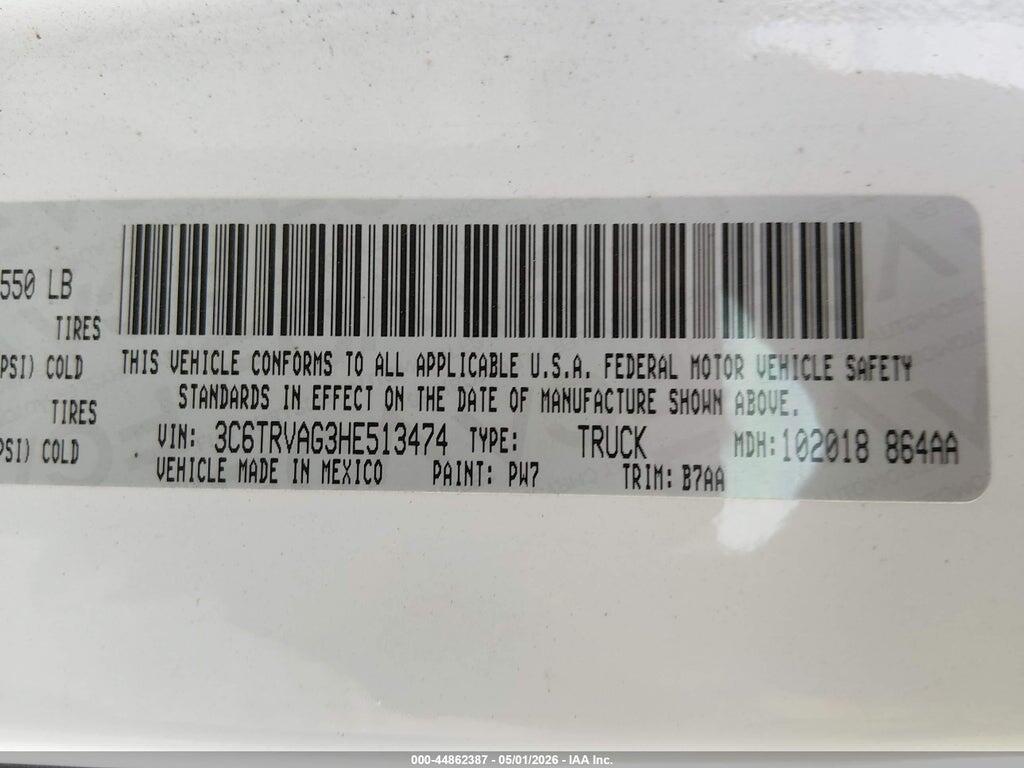 3C6TRVAG3HE513474 2017 RAM PROMASTER 1500 photo no. 9