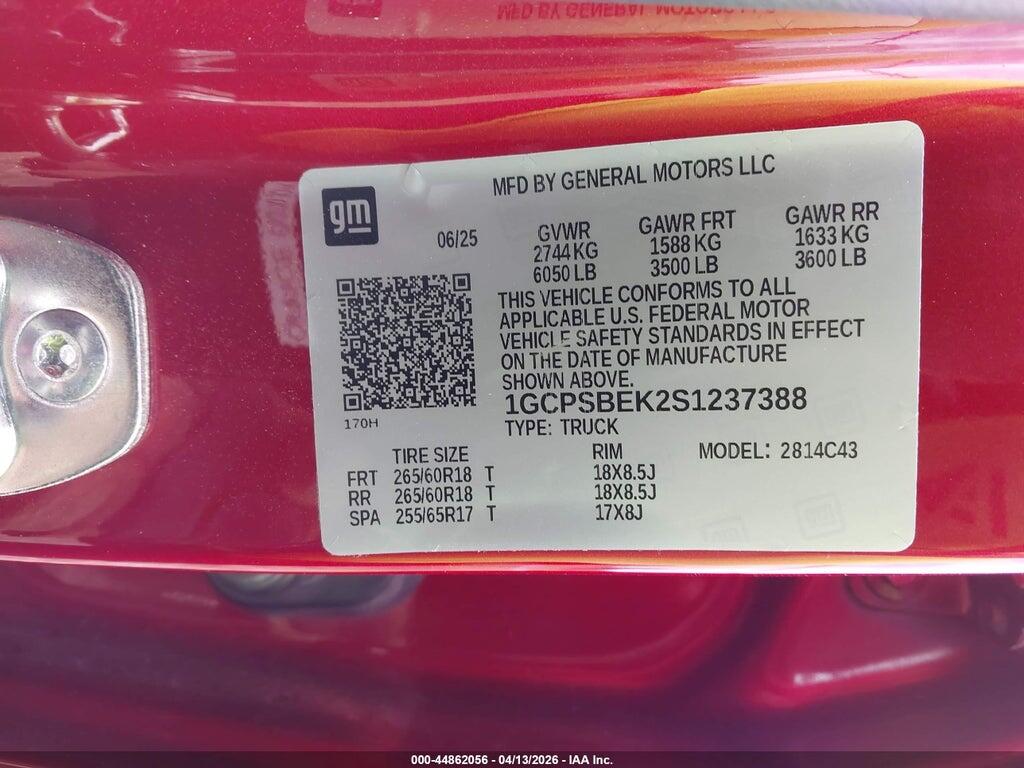 1GCPSBEK2S1237388 2025 CHEVROLET COLORADO photo no. 9