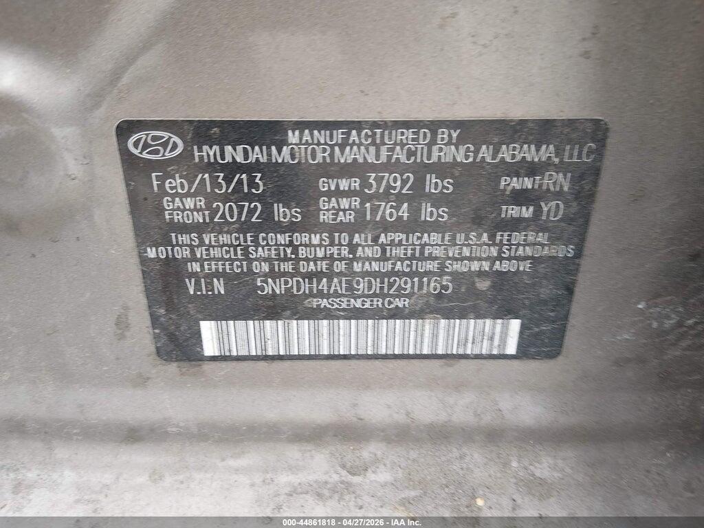 5NPDH4AE9DH291165 2013 HYUNDAI ELANTRA photo no. 9