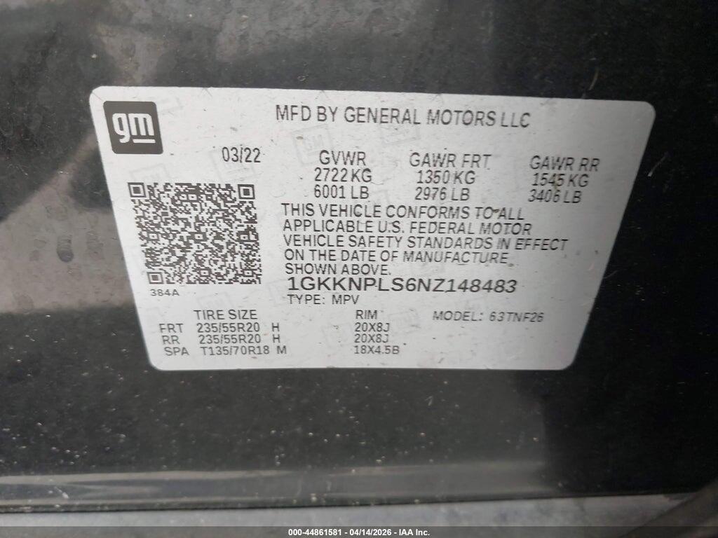 1GKKNPLS6NZ148483 2022 GMC ACADIA photo no. 9