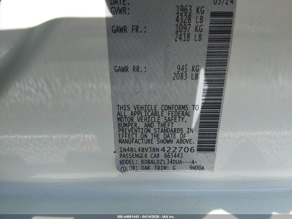 1N4BL4BV3RN422706 2024 NISSAN ALTIMA photo no. 9