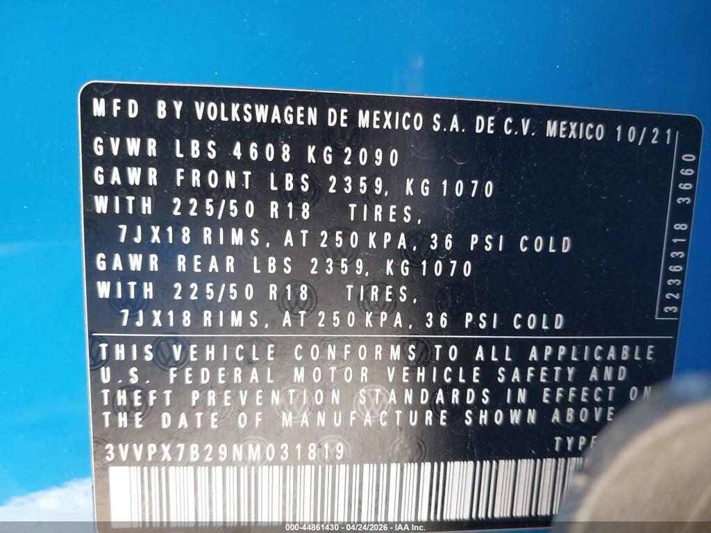 3VVPX7B29NM031819 2022 VOLKSWAGEN TAOS photo no. 9