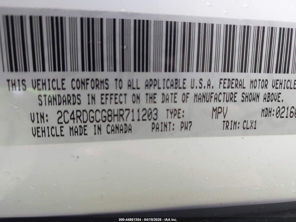 2C4RDGCG8HR711203 2017 DODGE GRAND CARAVAN photo no. 9