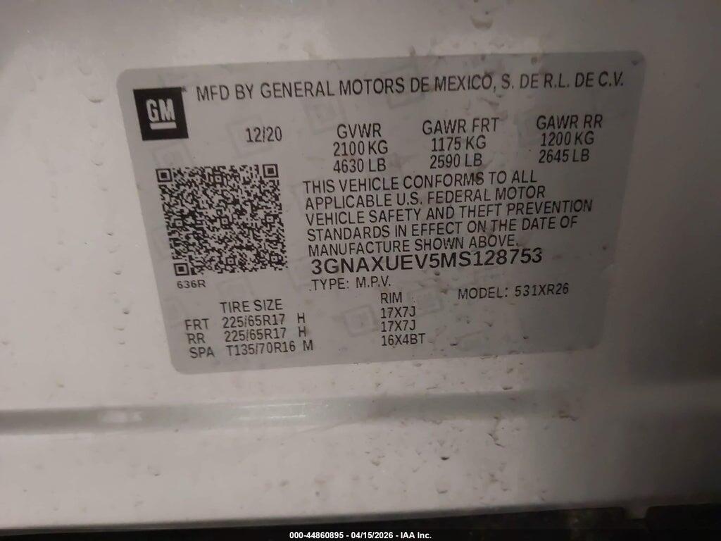 3GNAXUEV5MS128753 2021 CHEVROLET EQUINOX photo no. 9