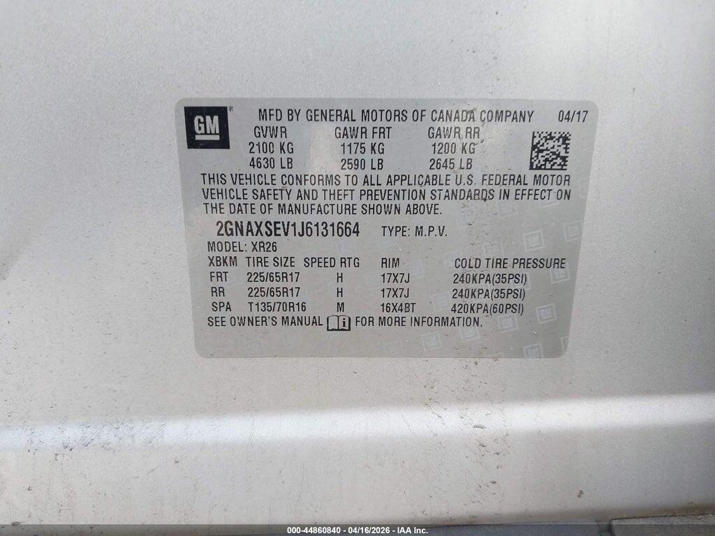 2GNAXSEV1J6131664 2018 CHEVROLET EQUINOX photo no. 9