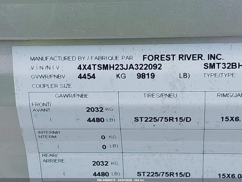 4X4TSMH23JA322092 2018 FOREST RIV 32BHDS photo no. 9