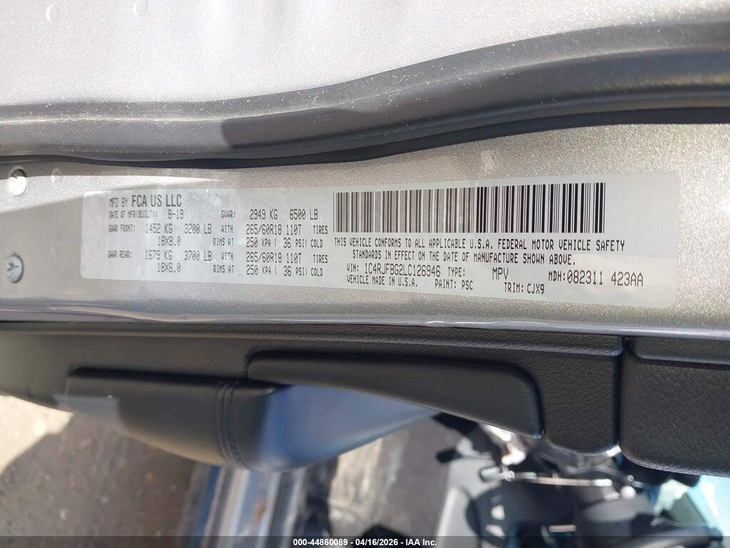 1C4RJFBG2LC126946 2020 JEEP GRAND CHEROKEE photo no. 9