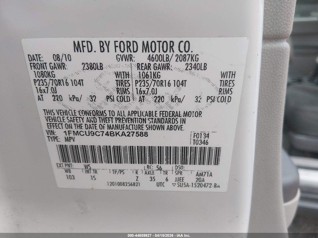 1FMCU9C74BKA27588 2011 FORD ESCAPE photo no. 9