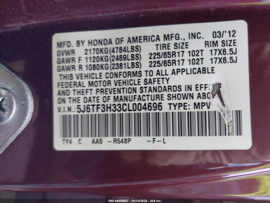 5J6TF3H33CL004696 2012 HONDA CROSSTOUR photo no. 9