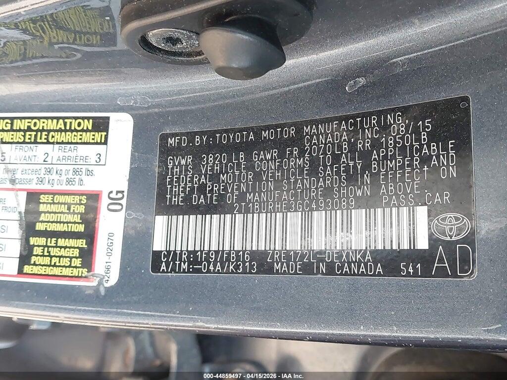 2T1BURHE3GC493089 2016 TOYOTA COROLLA photo no. 9