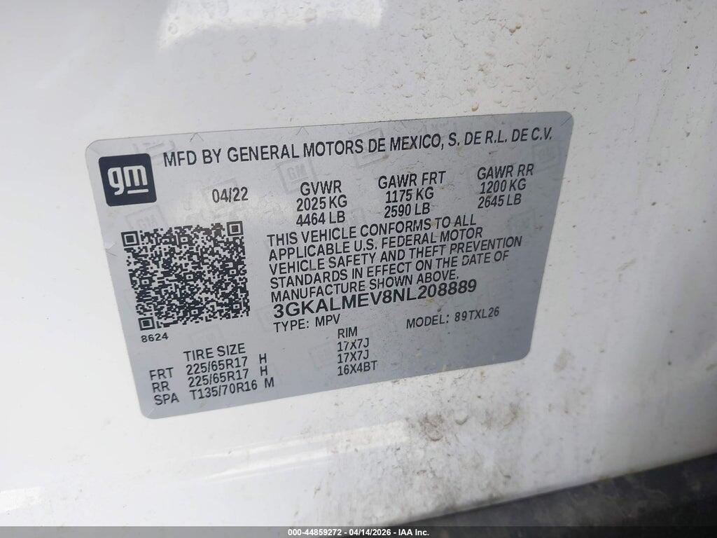 3GKALMEV8NL208889 2022 GMC TERRAIN photo no. 9