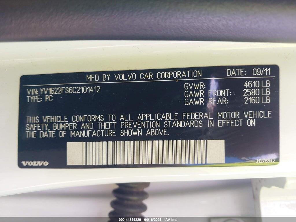YV1622FS6C2101412 2012 VOLVO S60 photo no. 9