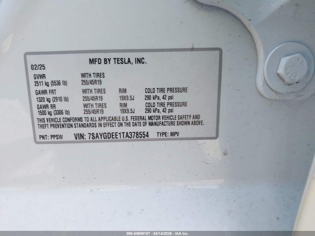 7SAYGDEE1TA378554 2026 TESLA MODEL Y photo no. 9
