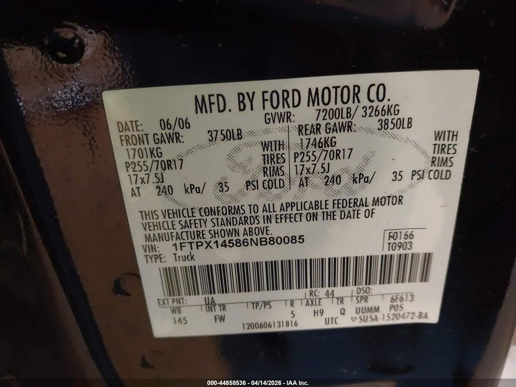 1FTPX14586NB80085 2006 FORD F-150 photo no. 9