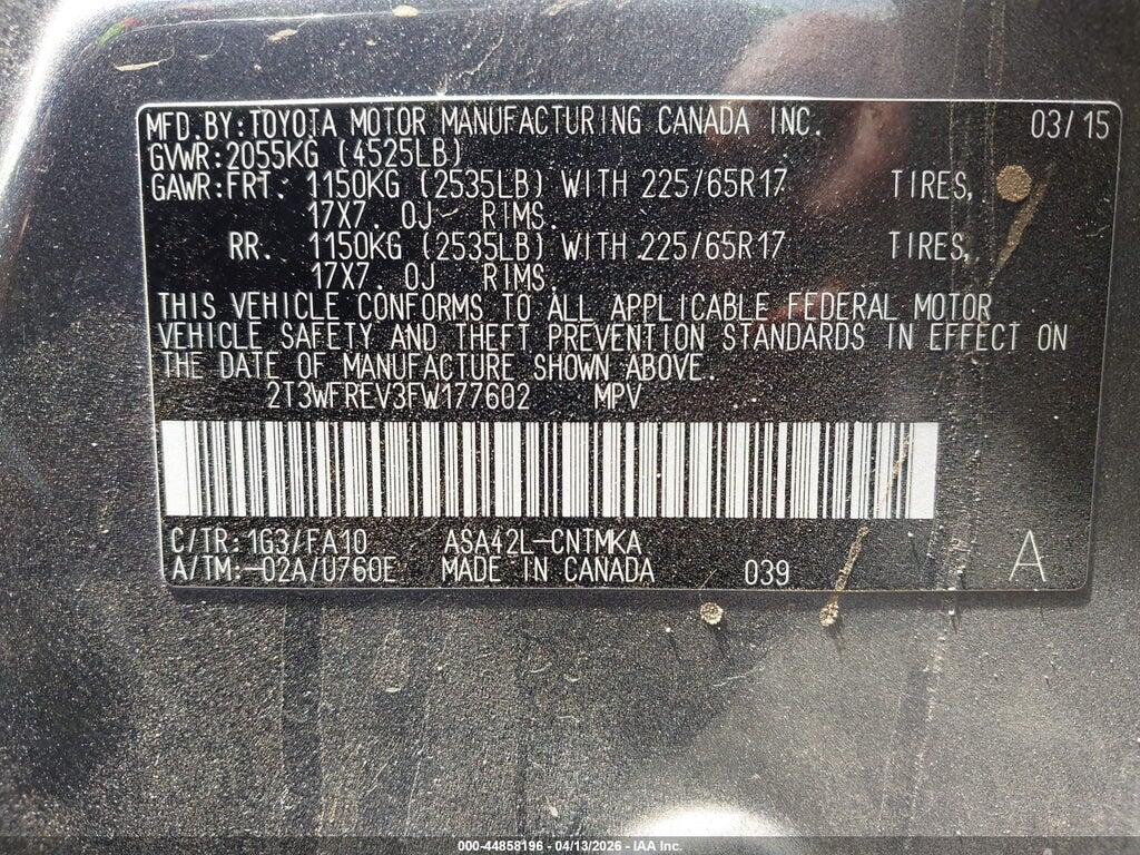 2T3WFREV3FW177602 2015 TOYOTA RAV4 photo no. 9