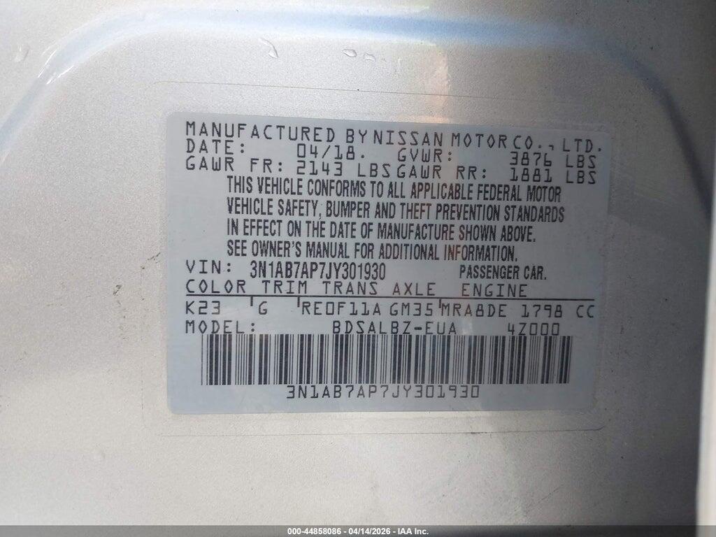 3N1AB7AP7JY301930 2018 NISSAN SENTRA photo no. 9