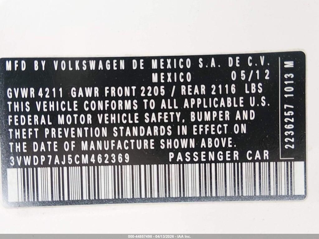 3VWDP7AJ5CM462369 2012 VOLKSWAGEN JETTA photo no. 9